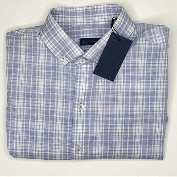 ZACHARY Prell Shirt Blue plaid dress long sleeve Cochran XS NWT - Picture 2 of 12